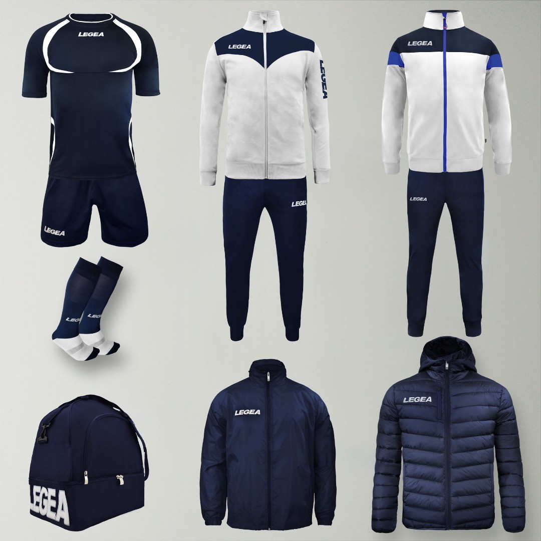 Set Complet Echipament Fotbal Forza Alb Bleumarin Legea