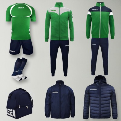 Set complet echipament fotbal Forza, Verde/Bleumarin, LEGEA