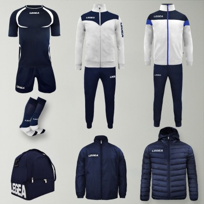 Set complet echipament fotbal Forza, Alb/Bleumarin, LEGEA