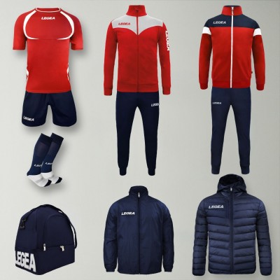 Set complet echipament fotbal Forza, Rosu/Bleumarin, LEGEA